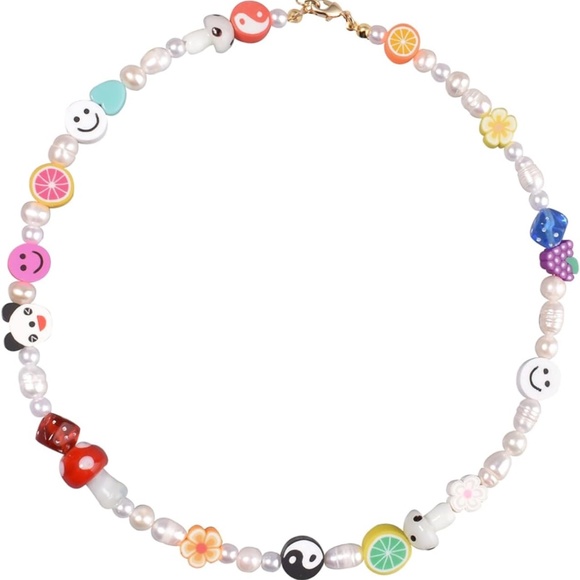 Fun hippie rice pearl necklace - 14 inches with 3 inch extender - Picture 1 of 2